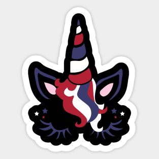 American Unicorn US Flag Cute Patriotic 4th of July Sticker